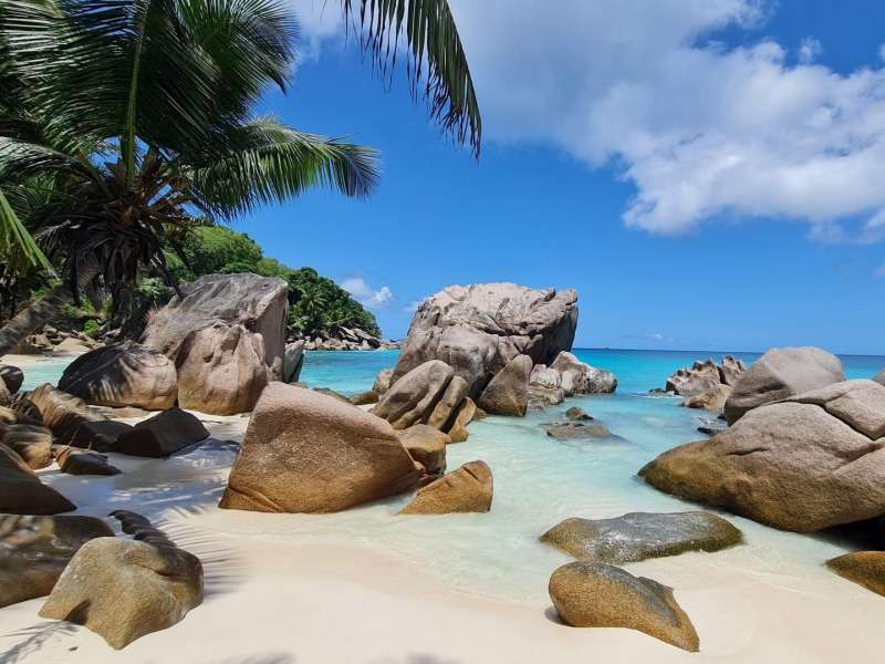Seszele-La Digue -piękna bialutka plaża puzzle online