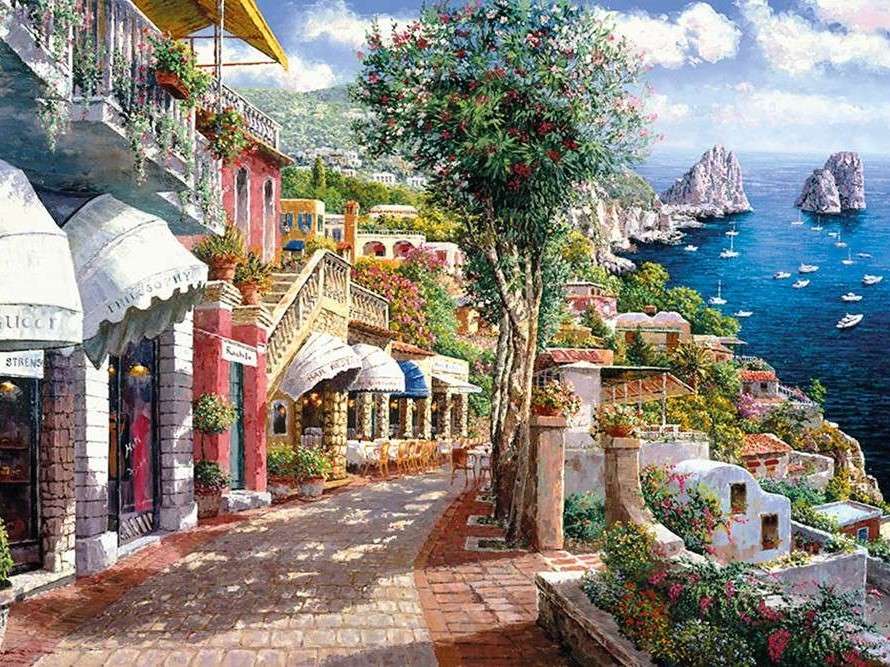 Włochy. Miasto na wybrzeżu wyspy Capri puzzle online