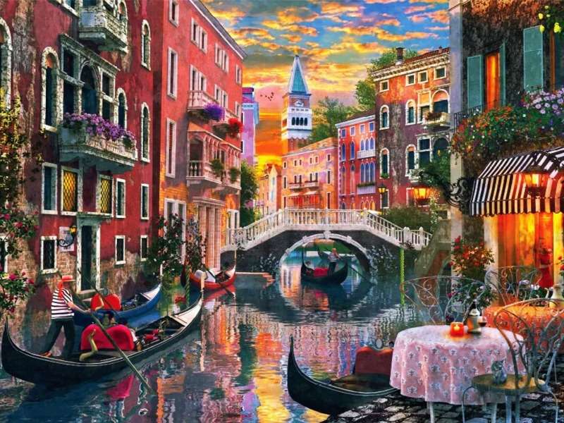 Romantic Venetian evening- Romantyczny wieczór puzzle online