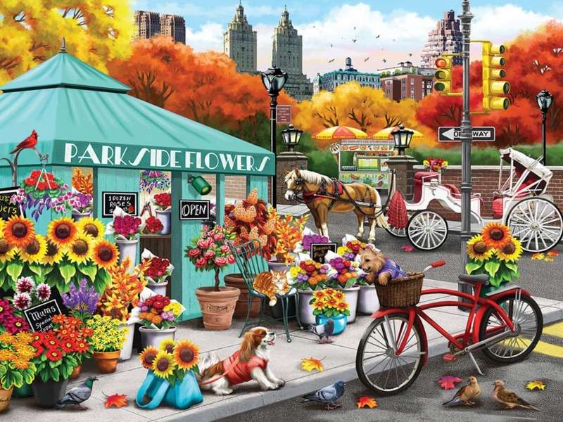 Urocza kwiaciarnia w parku puzzle online