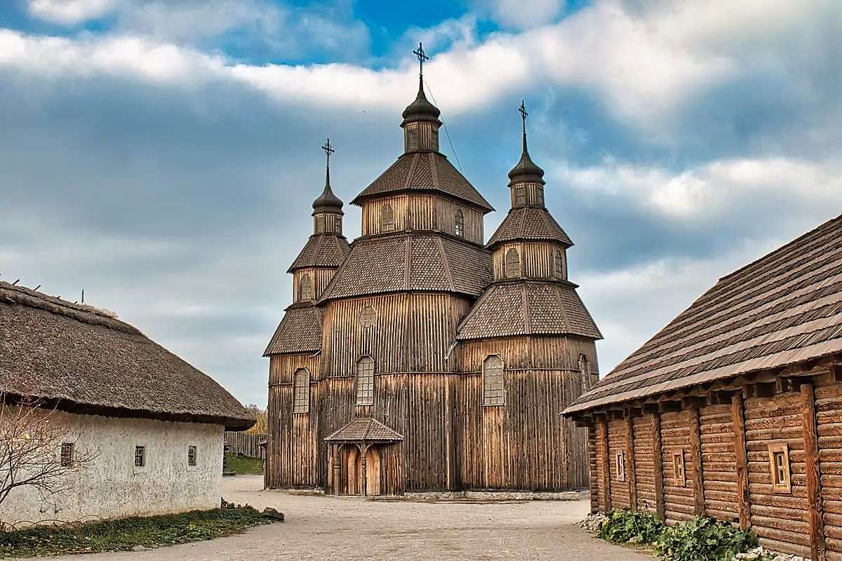 Zamek Khortytsia Kozacy w Zaporożu puzzle online