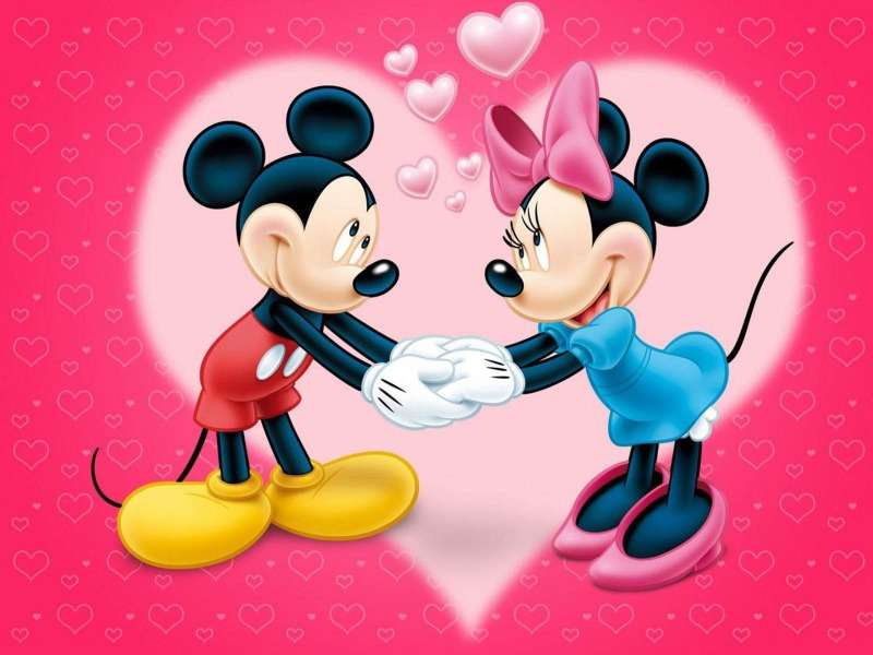 Minnie i Mickey zakochana para puzzle online
