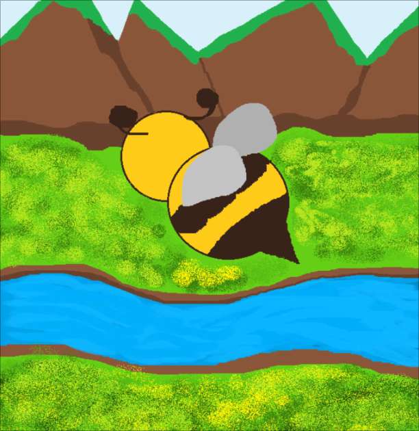 Krajobraz latającej pszczoły puzzle online