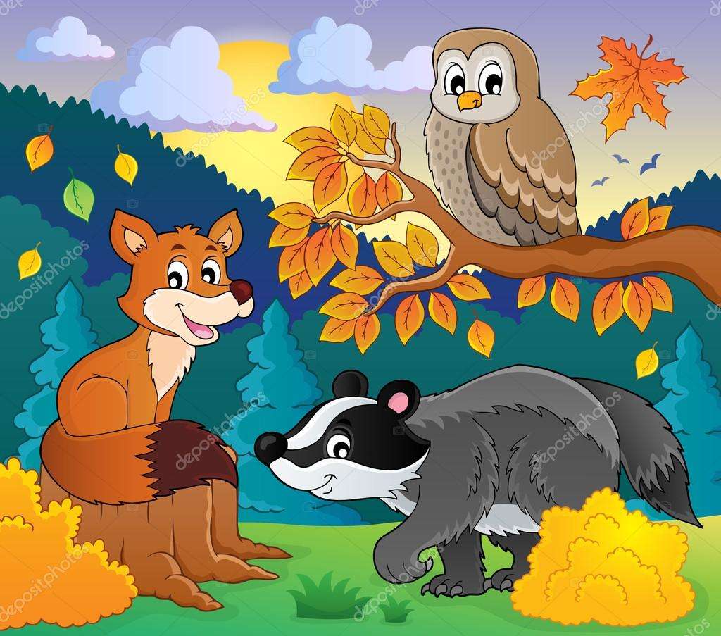Spotkania w jesiennym lesie puzzle online