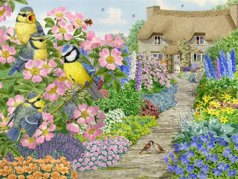 Wiosenny pełen kolorów ogródek, cudowny klimat puzzle online