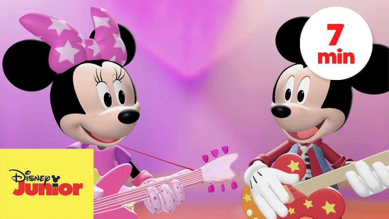 Mickey i Minnie grają na gitarze Disney junior w 7 puzzle online