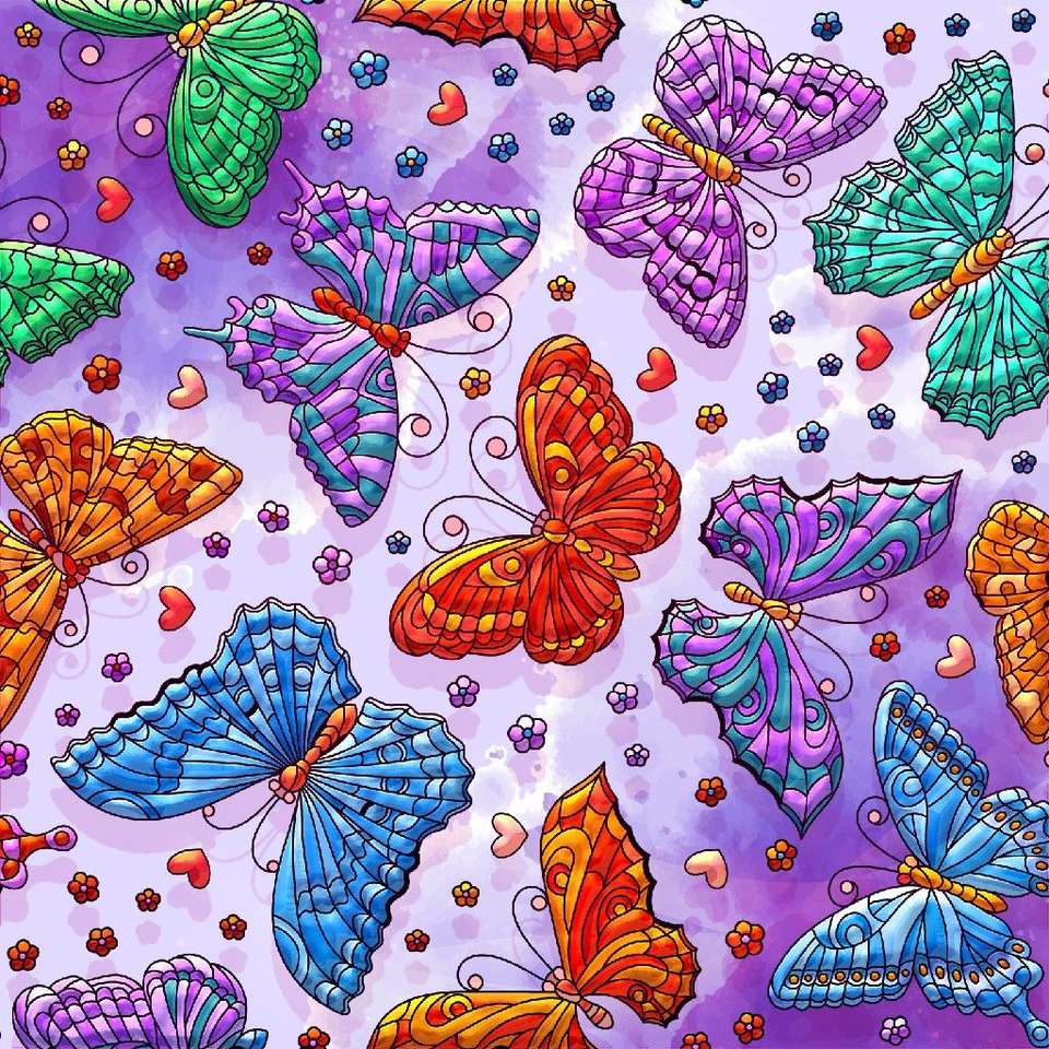 Kolorowe urocze motylki puzzle online
