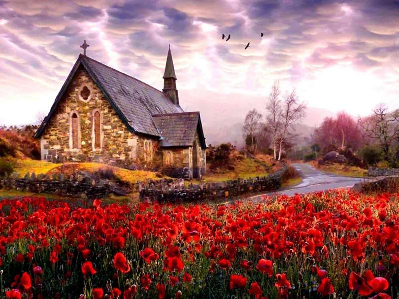Church in Killarney-Stary kościół na pustkowiu puzzle online