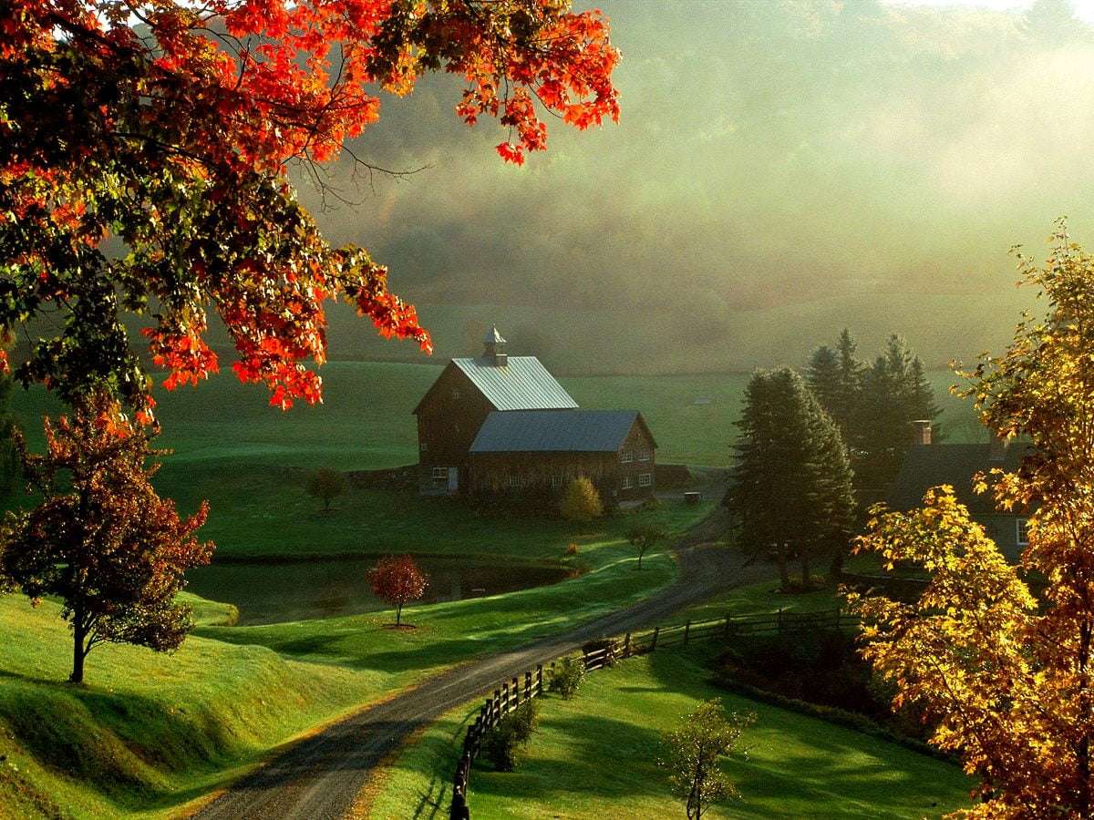 Jesienny krajobraz gdzieś na wsi puzzle online