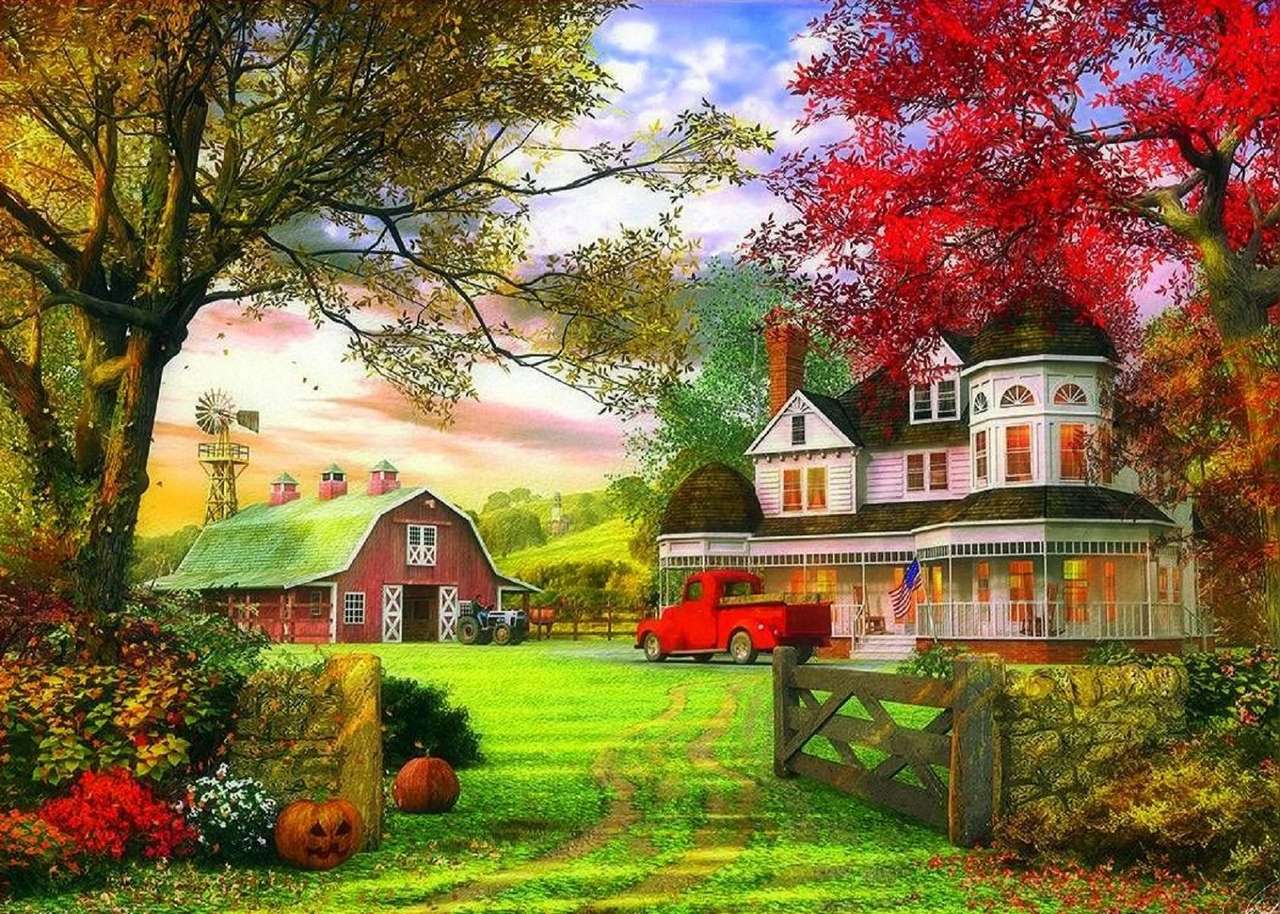 Kolorowy krajobraz na farmie puzzle online