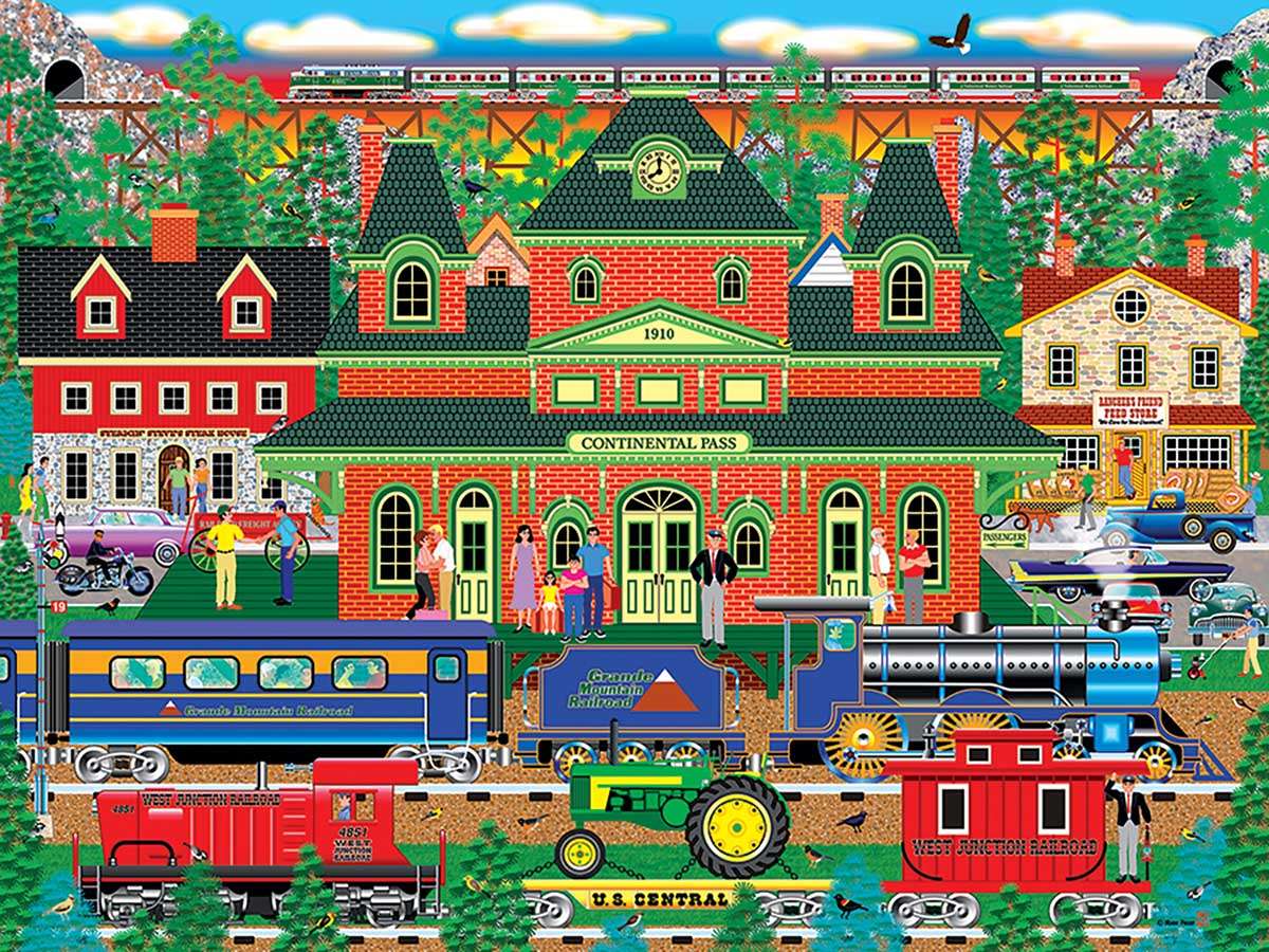 Urocza stacja kolejowa w małym mieście puzzle online
