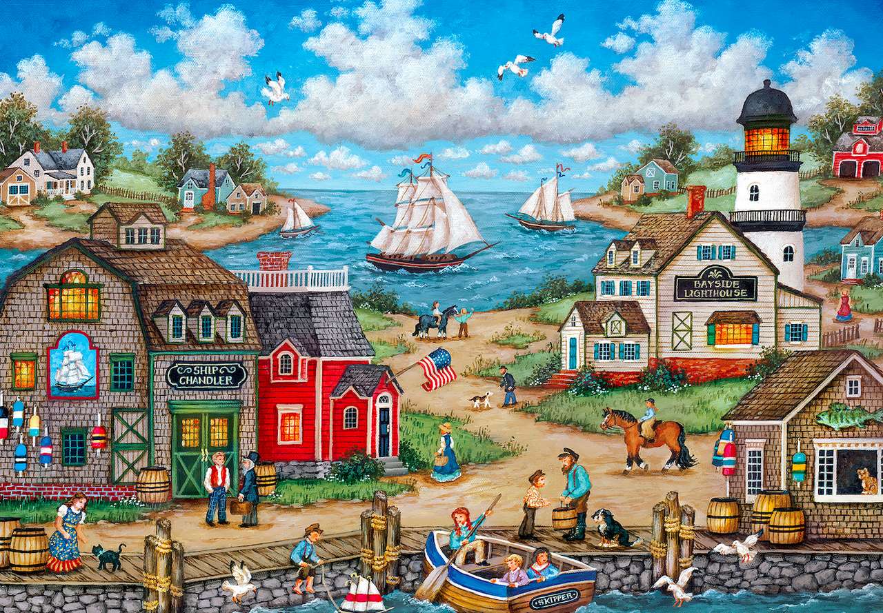Urocza portowa osada, piękna okolica puzzle online