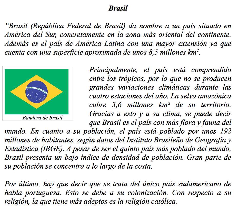 Brazylia tekst puzzle online