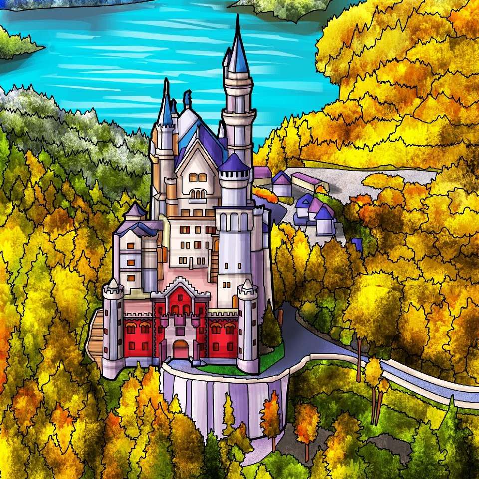 Piękny zamek na szczycie góry puzzle online