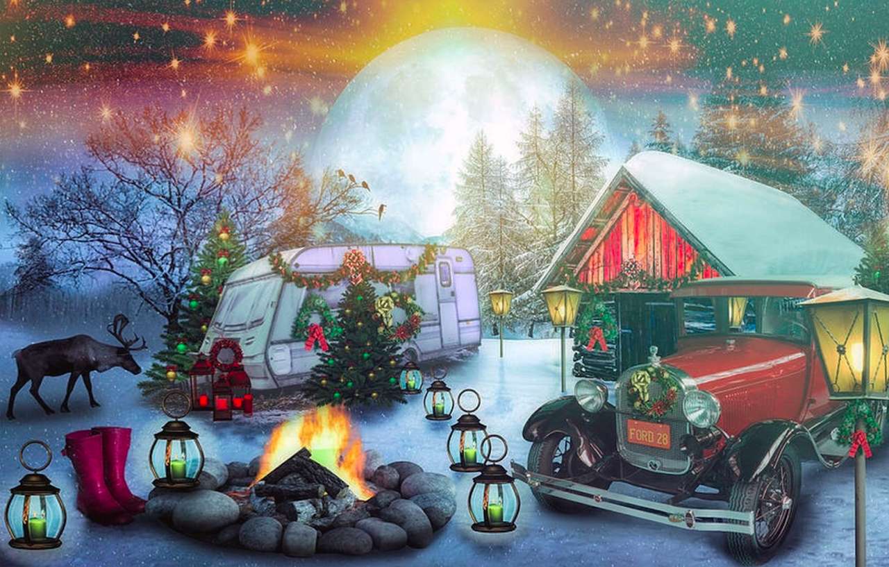 Kempingowe B. Narodzenie-Christmas Camping-fajnie puzzle online