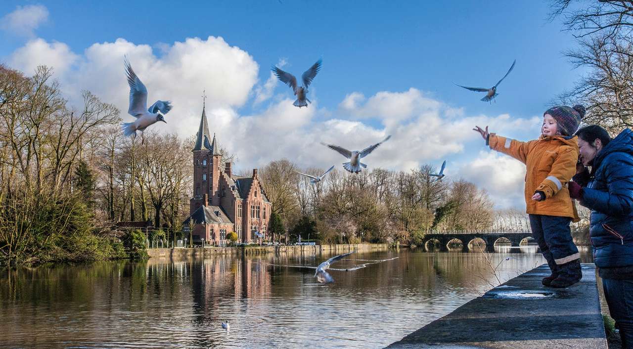 Belgia — Odwiedź Jezioro Miłości w Brugii — Het Minnewater puzzle online