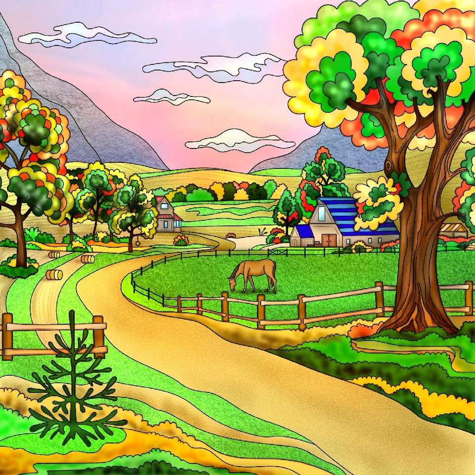 Piękny letni dzień na wsi, piękny widok puzzle online