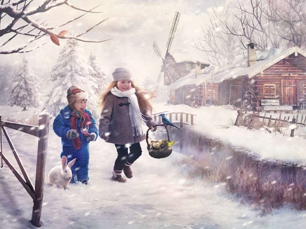 Zimowa radość dzieci i ich bezcenne uśmiechy:) puzzle online