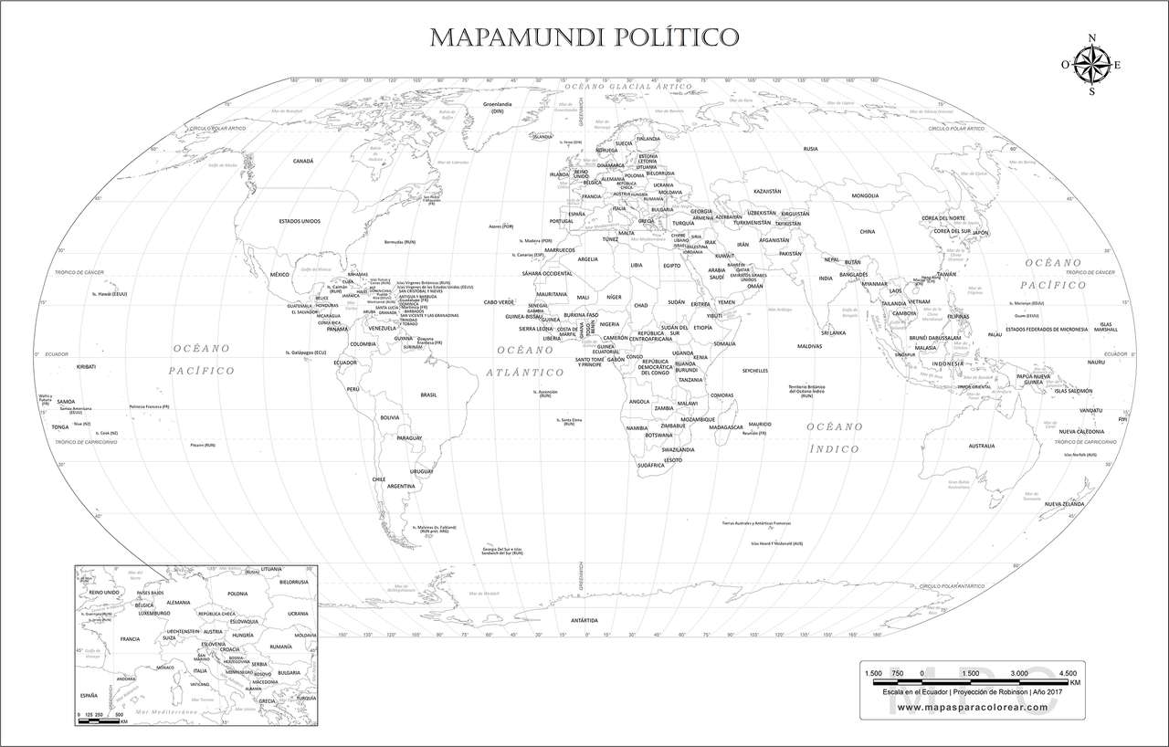 Polityczna mapa świata puzzle online