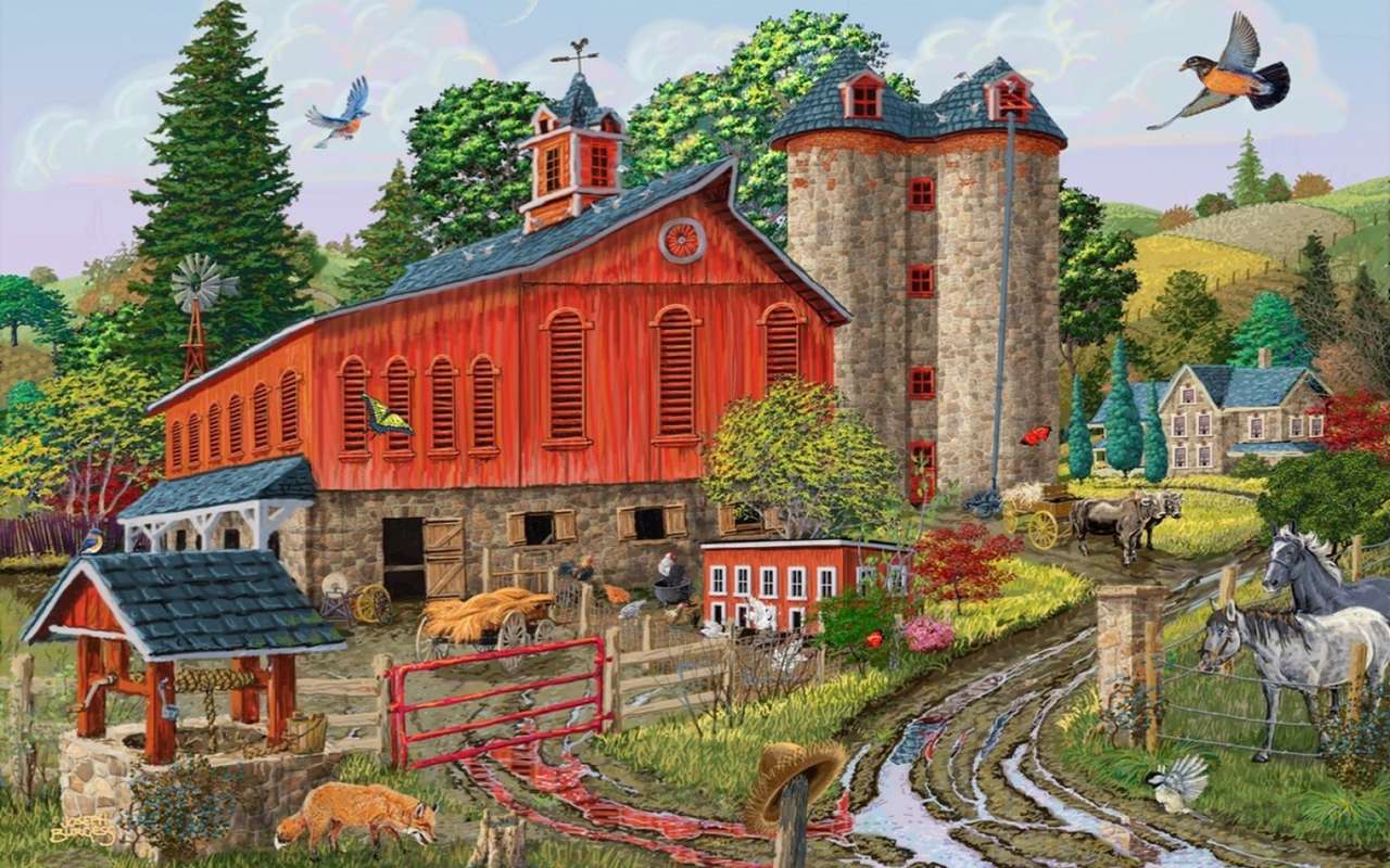 Jaskrawa stodoła -Bright Red Barn puzzle online