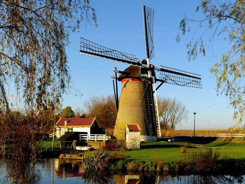 Holenderska farma w uroczym wiatrakiem puzzle online