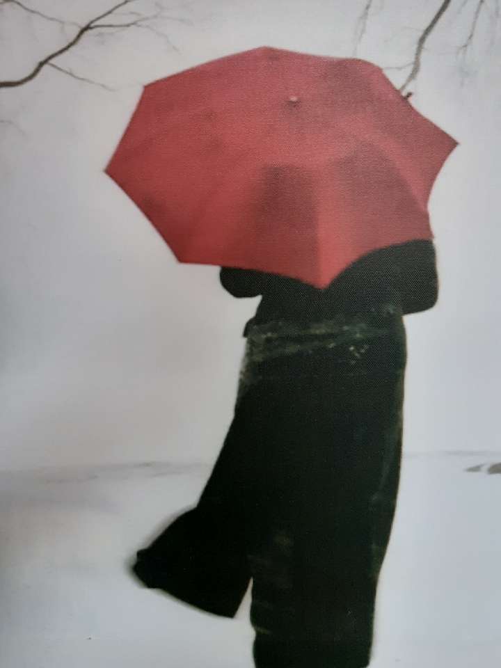 samotny spacer pod parasolem puzzle online