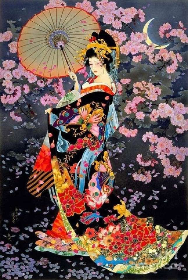 gejsza w uroczym kimonie puzzle online