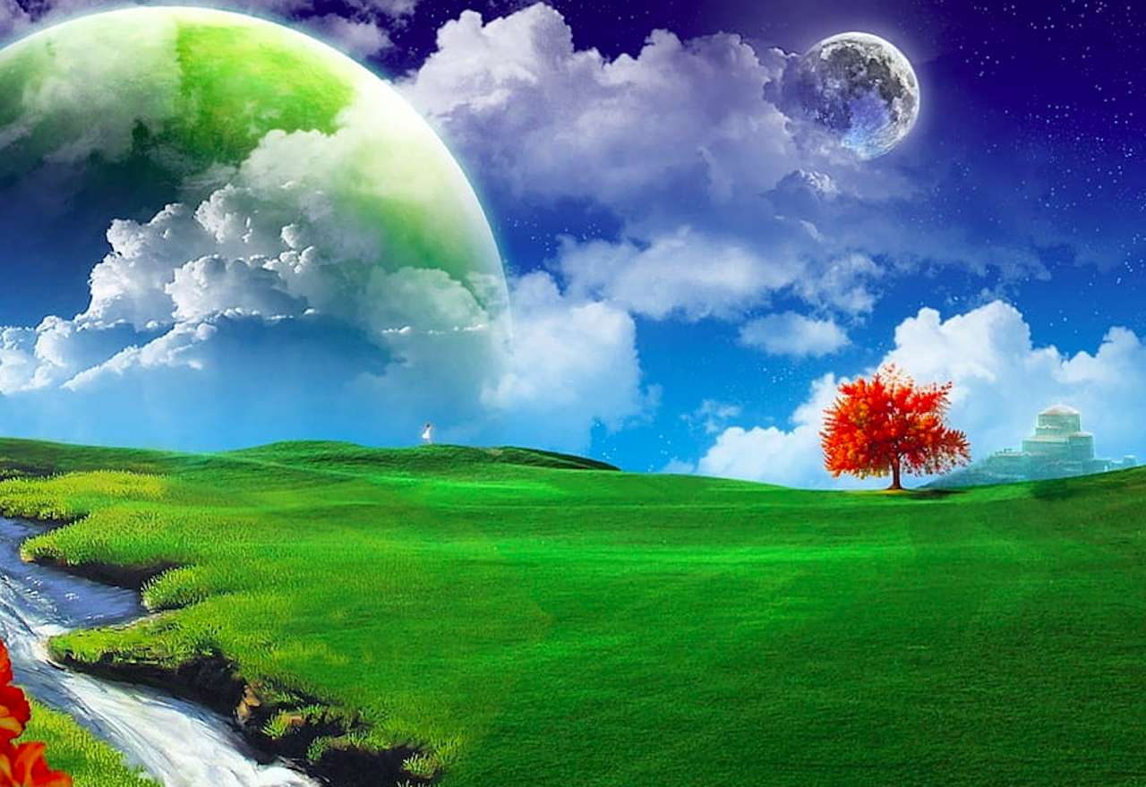 Zielona planeta, marzenie świata puzzle online