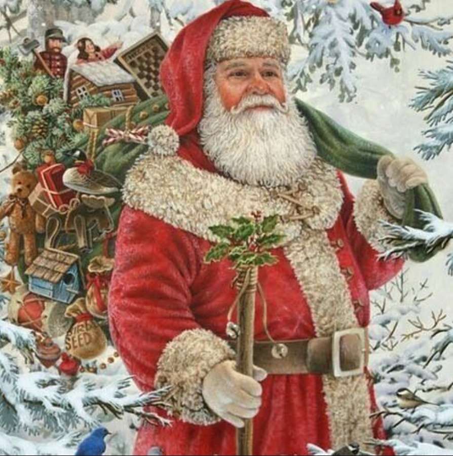Święty Mikołaj z prezentami puzzle online
