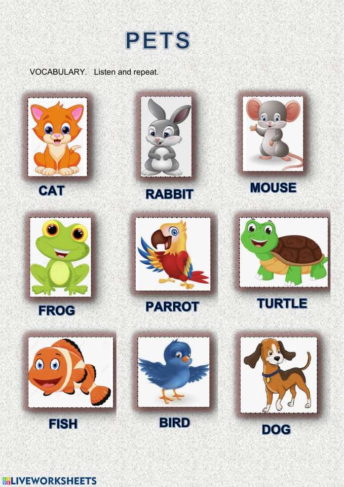 słownictwo zwierząt domowych puzzle online
