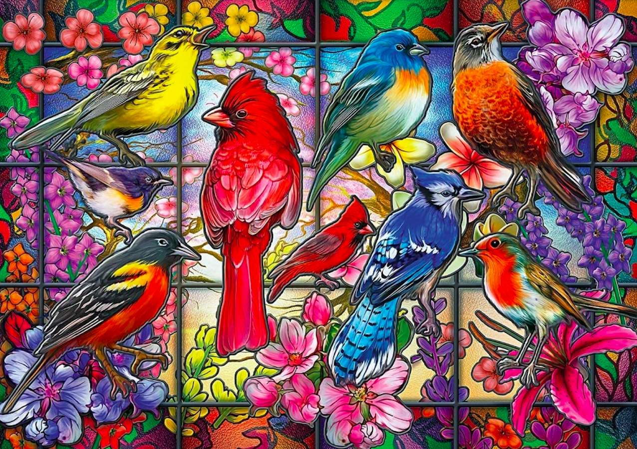 Witrażowe ptaszki, coś pięknego puzzle online