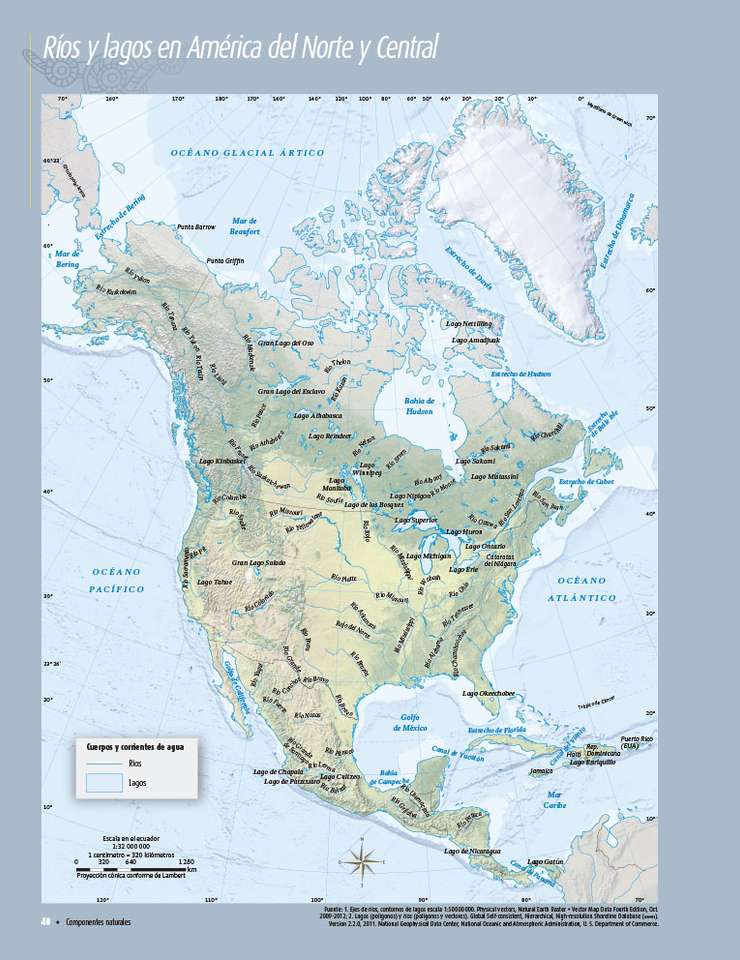 Rzeki i jeziora Ameryki Północnej i Środkowej puzzle online