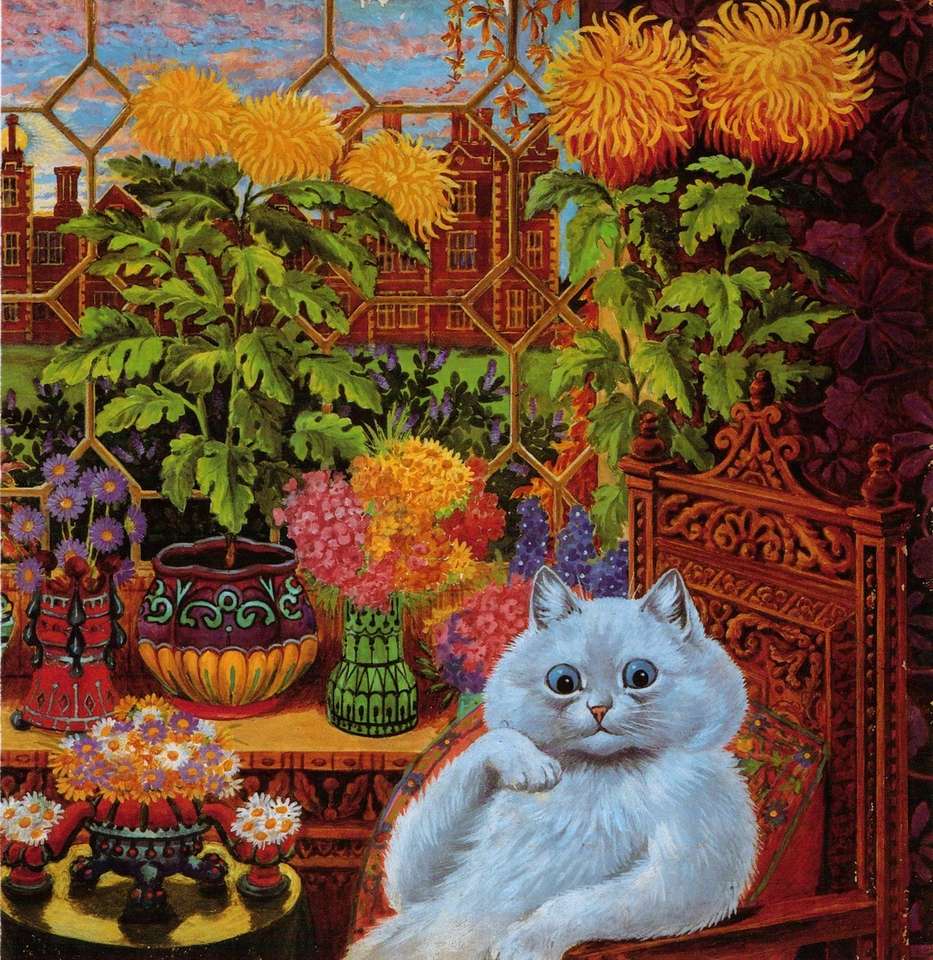 Kot Louis Wain w pokoju ogrodowym puzzle online