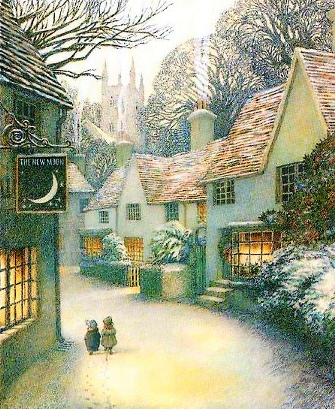 Malowanie zimy w angielskiej wiosce puzzle online