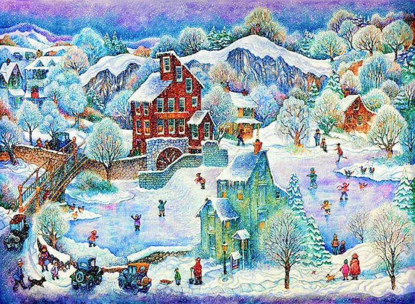 Malowanie zimowego krajobrazu puzzle online