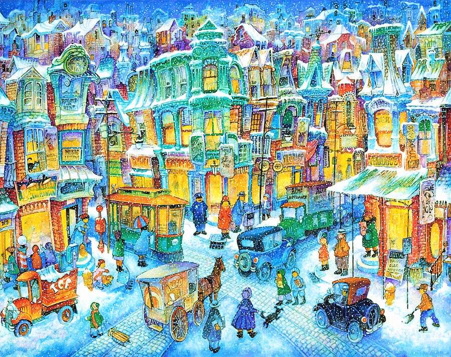 Malowanie zimą w mieście puzzle online