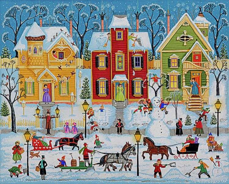 Malowanie zimą w mieście puzzle online