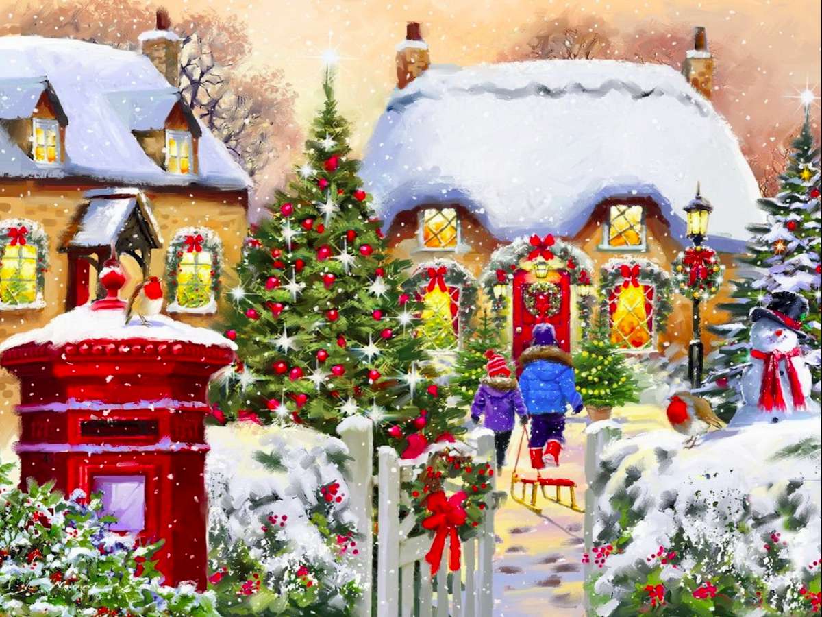 Zimowo-świąteczny idylliczny widok:) puzzle online