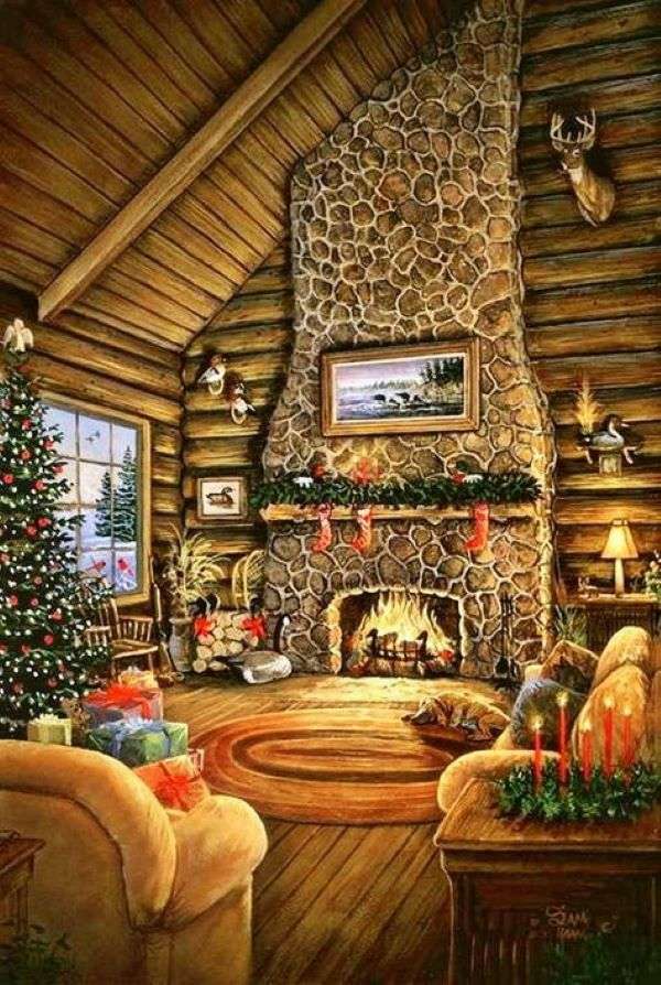 Boże Narodzenie w Log Cabin puzzle online