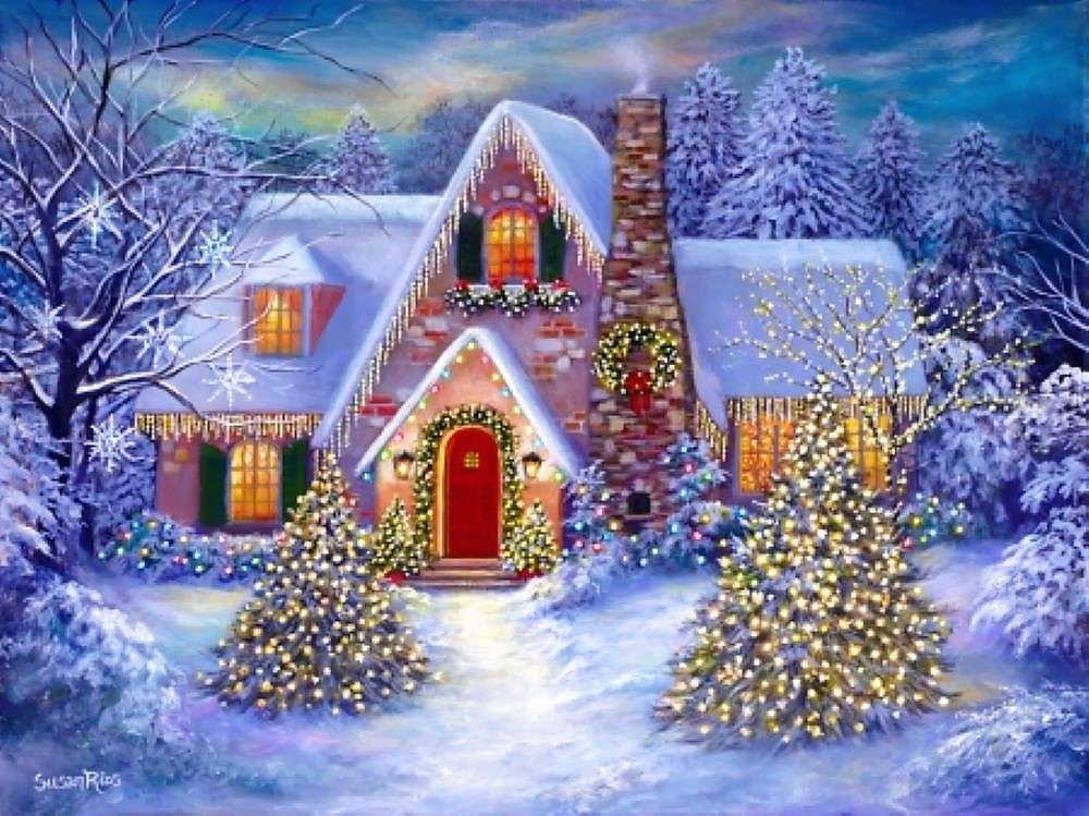 Malowanie Świąt Bożego Narodzenia na wsi puzzle online