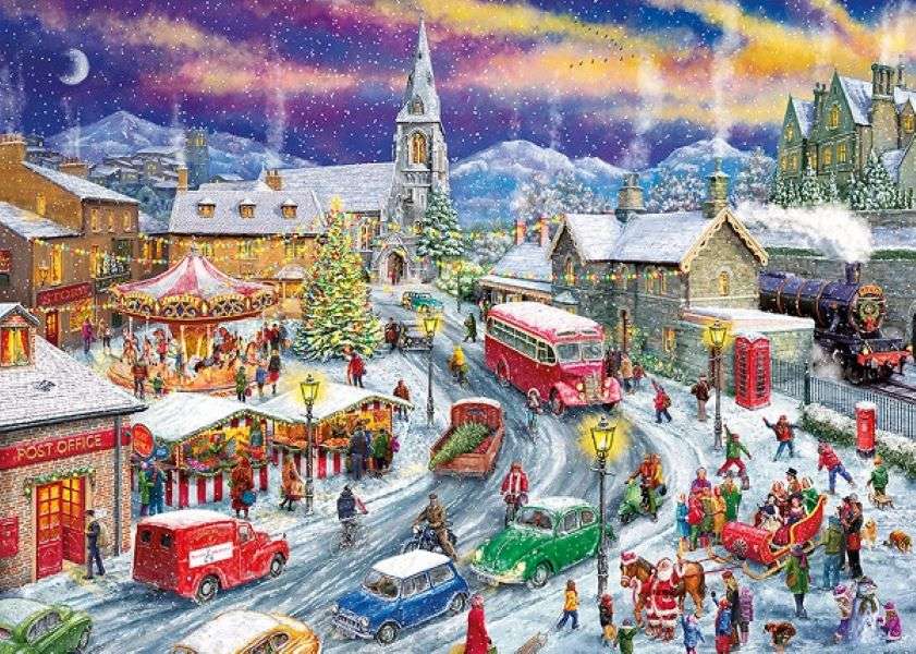 Malowanie Świąt Bożego Narodzenia w mieście puzzle online