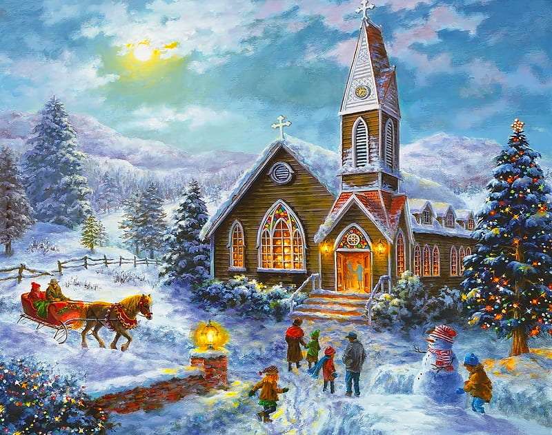Malowanie Świąt na wsi puzzle online