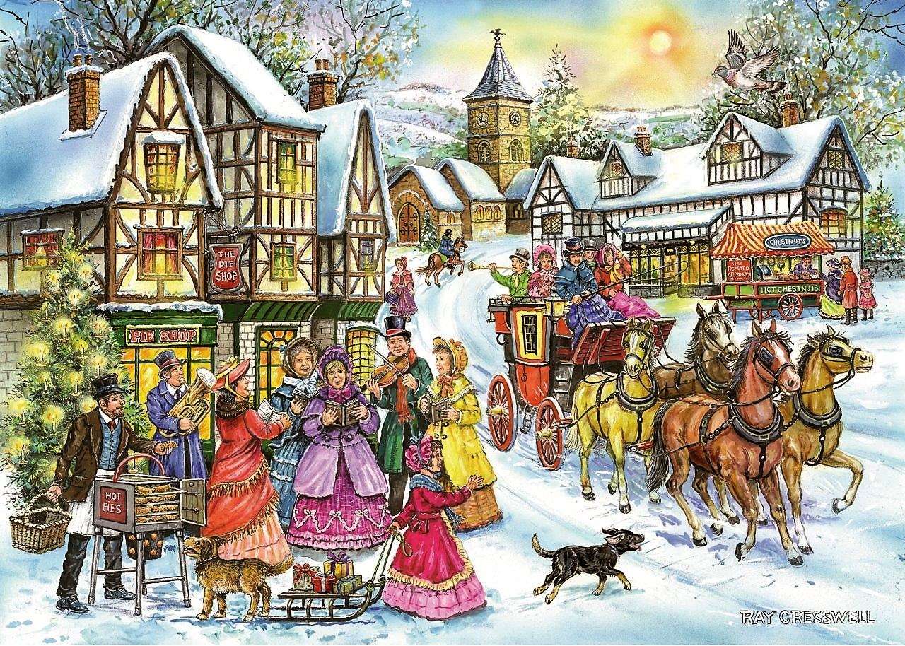 Malowanie Świąt w wiosce puzzle online