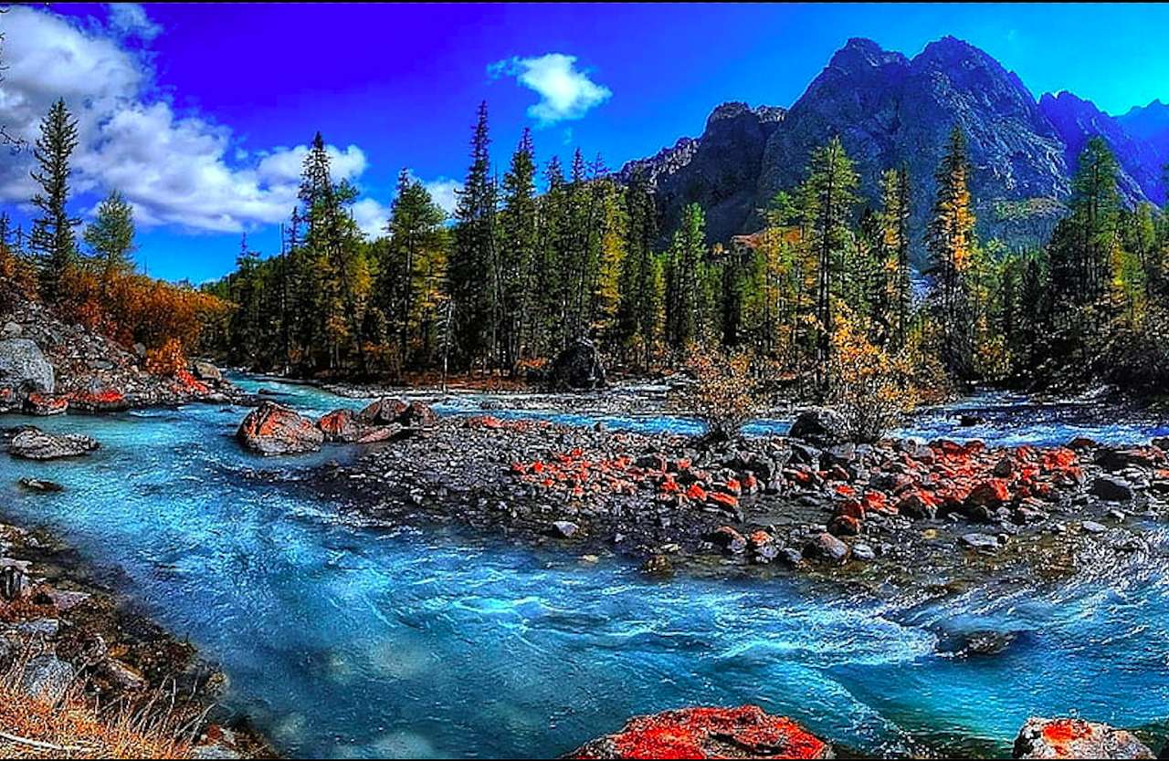 Włochy-Górska rzeka w Południowym Tyrolu, pięknie puzzle online