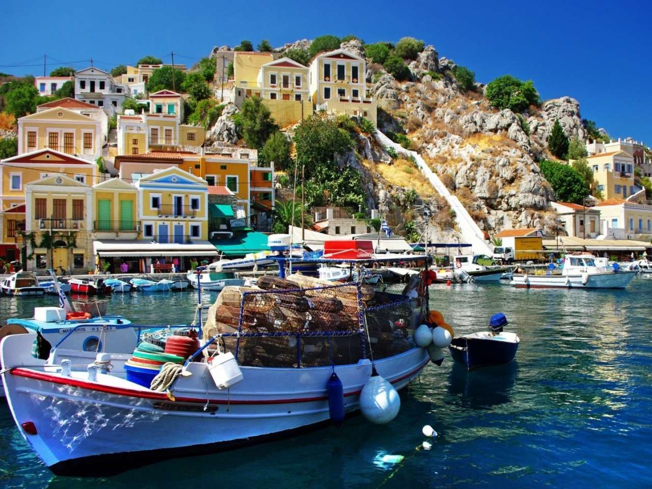Grecja-Przepiękne domki na skale, cudo krajobraz puzzle online