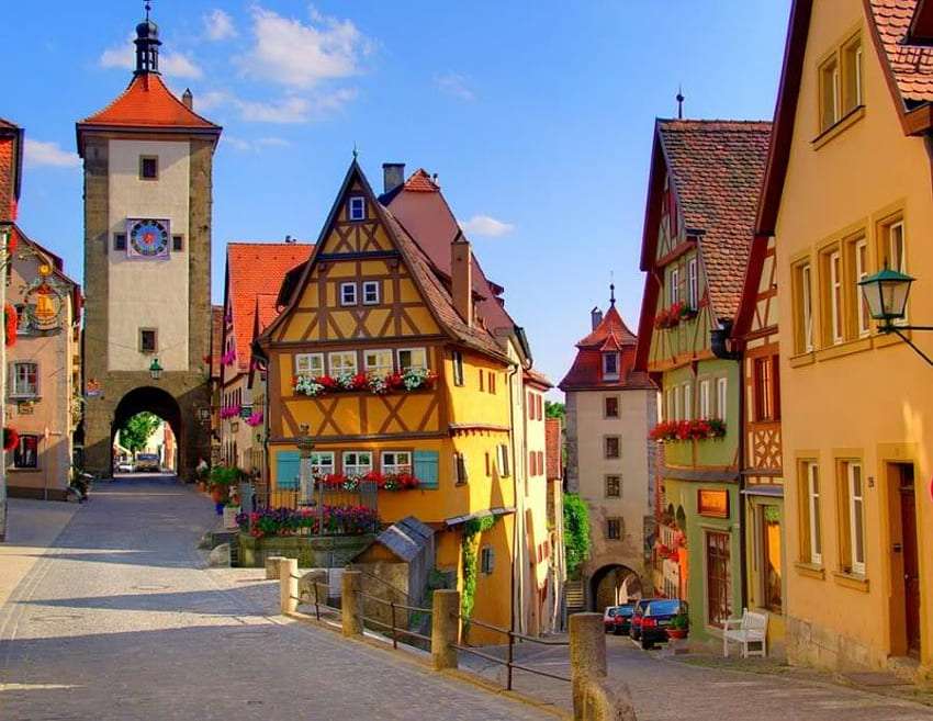 Niemcy-Rotenburg-piękne kamieniczki, urocze uliczki puzzle online