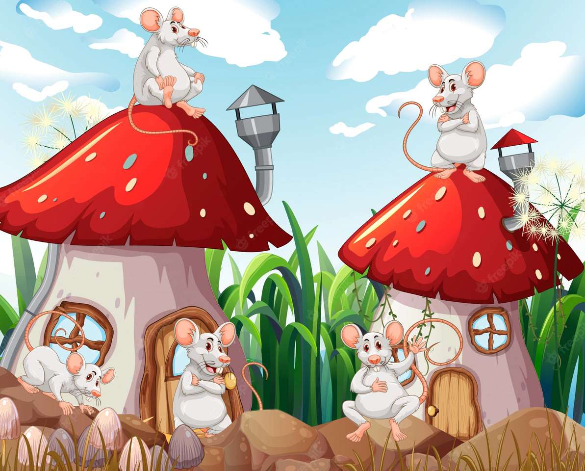 Myszy przed ich pieczarkarnią. puzzle online