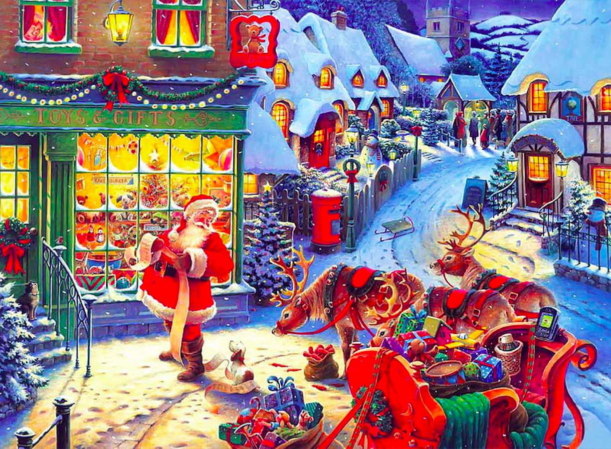 Zapracowany Mikołaj, sprawdzanie listy świątecznej puzzle online