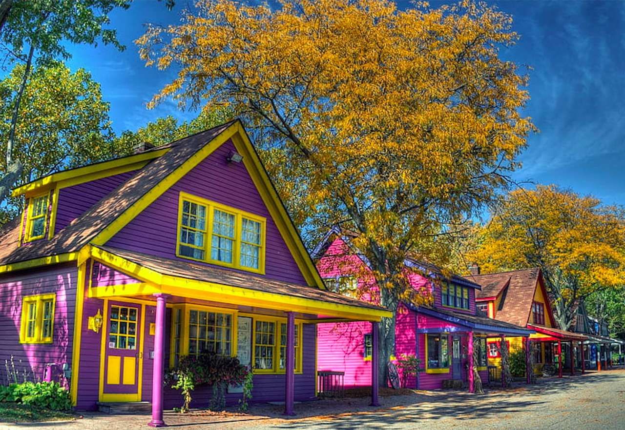 Uliczka z kolorowymi domami, piękny widok puzzle online