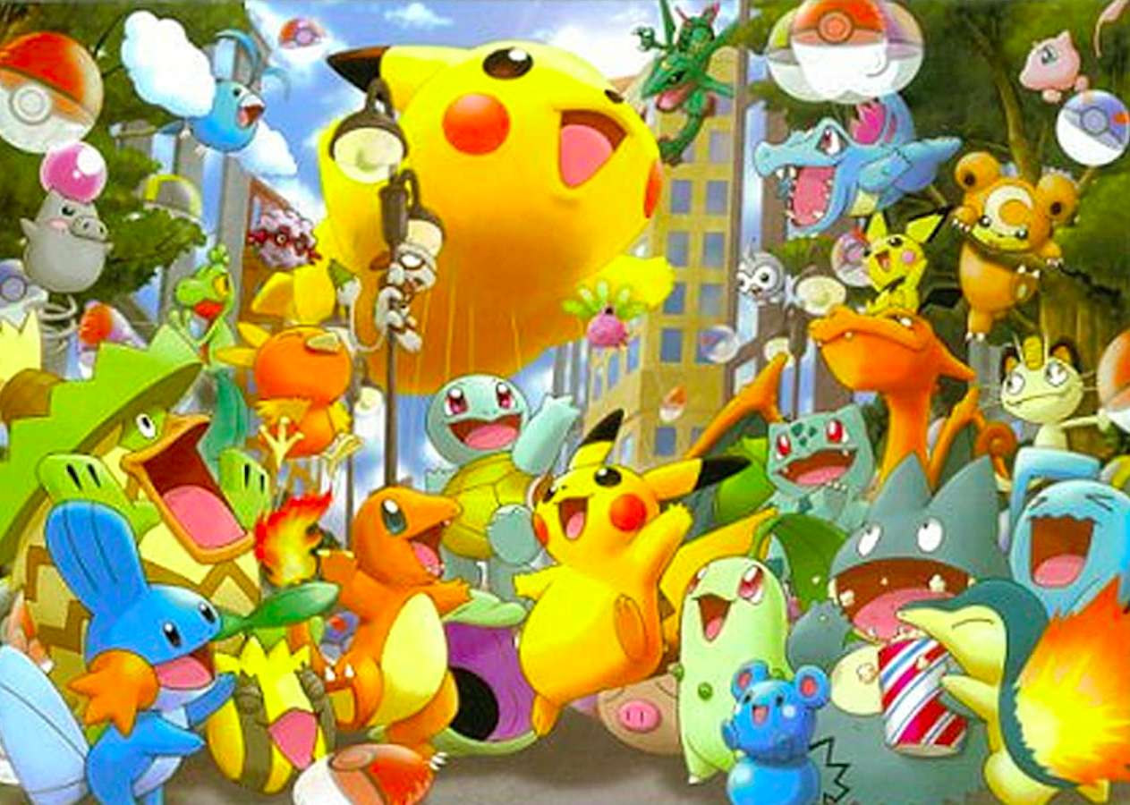 Pokemony-Szalone spotkanie całej ekipy:) puzzle online